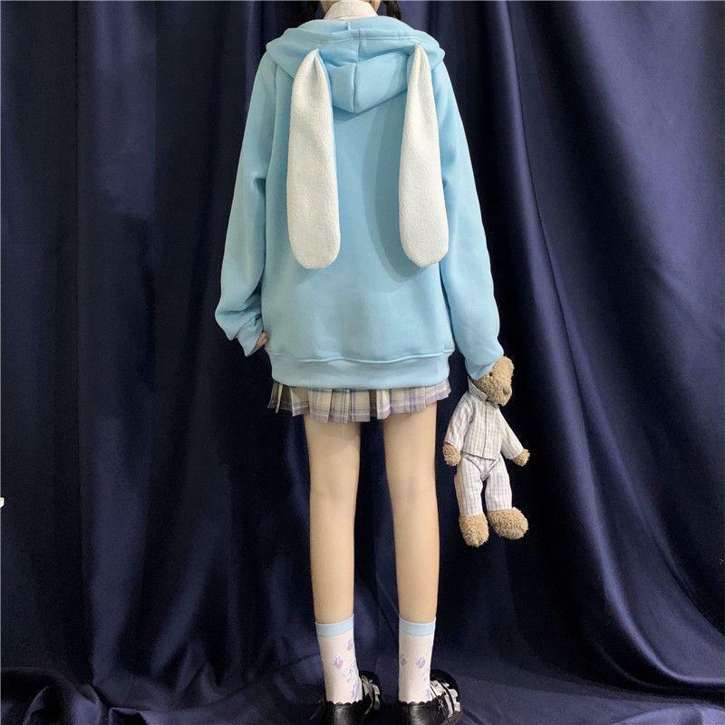 Y2K Grunge Rabbit Hoodie - 90s Fashion, Retro Style, Pastel Goth, Y2K Summer Outfits