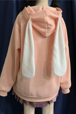 Y2K Grunge Rabbit Hoodie - 90s Fashion, Retro Style, Pastel Goth, Y2K Summer Outfits