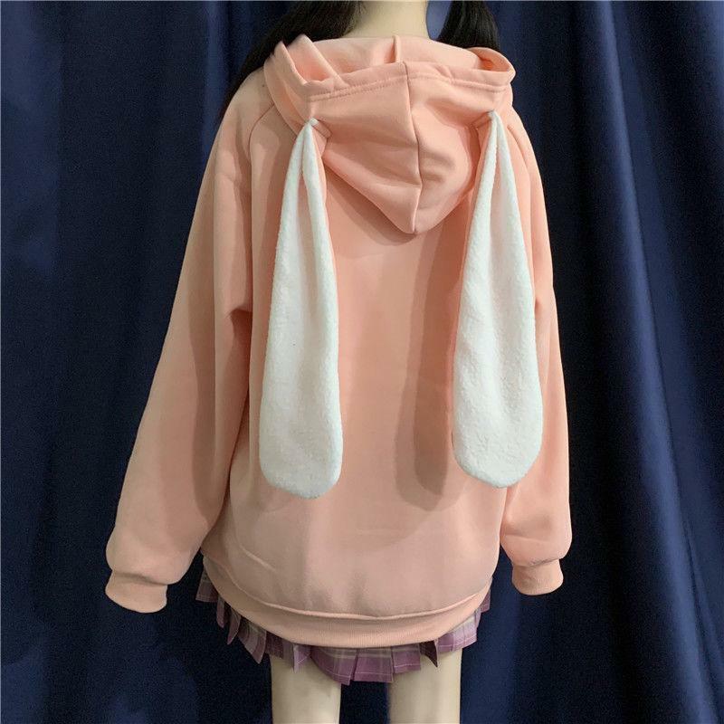Y2K Grunge Rabbit Hoodie - 90s Fashion, Retro Style, Pastel Goth, Y2K Summer Outfits