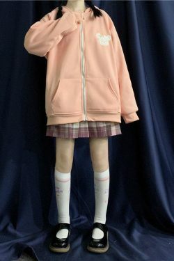 Y2K Grunge Rabbit Hoodie - 90s Fashion, Retro Style, Pastel Goth, Y2K Summer Outfits