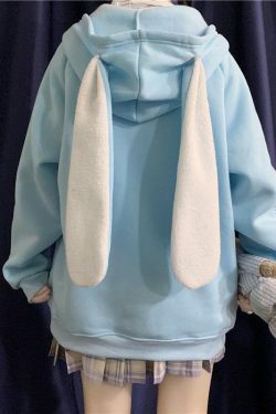 Y2K Grunge Rabbit Hoodie - 90s Fashion, Retro Style, Pastel Goth, Y2K Summer Outfits