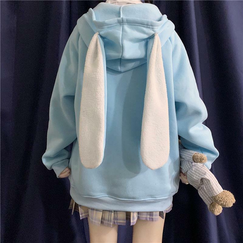 Y2K Grunge Rabbit Hoodie - 90s Fashion, Retro Style, Pastel Goth, Y2K Summer Outfits