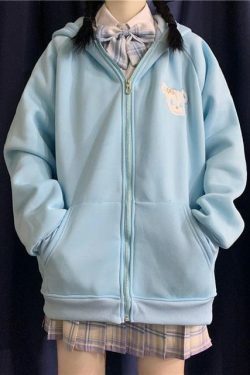 Y2K Grunge Rabbit Hoodie - 90s Fashion, Retro Style, Pastel Goth, Y2K Summer Outfits