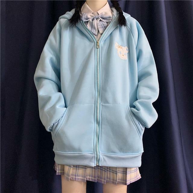 Y2K Grunge Rabbit Hoodie - 90s Fashion, Retro Style, Pastel Goth, Y2K Summer Outfits