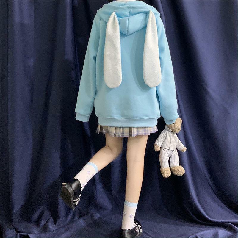 Y2K Grunge Rabbit Hoodie - 90s Fashion, Retro Style, Pastel Goth, Y2K Summer Outfits