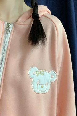 Y2K Grunge Rabbit Hoodie - 90s Fashion, Retro Style, Pastel Goth, Y2K Summer Outfits