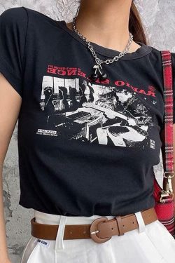 Y2K Grunge Radio Silence Crop Top - 90s Retro Summer Outfit, Pastel Goth, Y2K Party Fashion