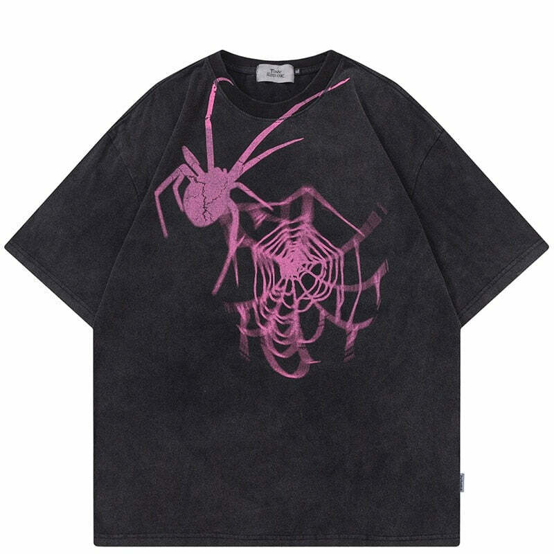Y2K Grunge Radioactive Spider Tee - 90s Fashion, Retro Style, Y2K Summer & Party Outfits