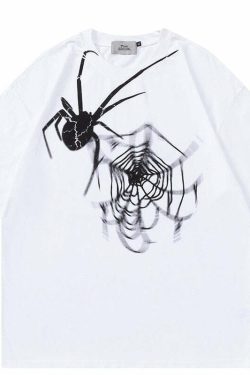 Y2K Grunge Radioactive Spider Tee - 90s Fashion, Retro Style, Y2K Summer & Party Outfits