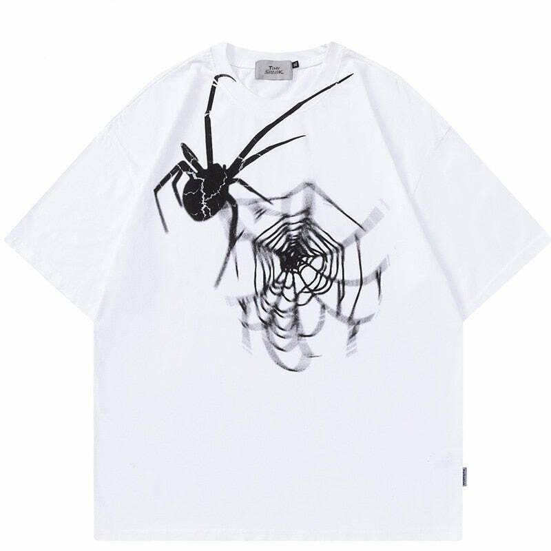 Y2K Grunge Radioactive Spider Tee - 90s Fashion, Retro Style, Y2K Summer & Party Outfits
