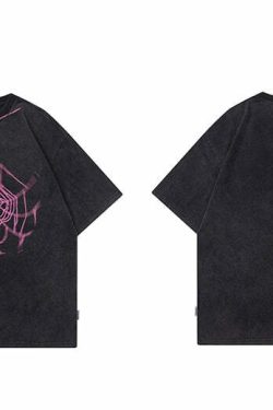 Y2K Grunge Radioactive Spider Tee - 90s Fashion, Retro Style, Y2K Summer & Party Outfits