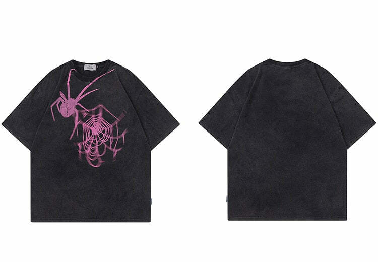 Y2K Grunge Radioactive Spider Tee - 90s Fashion, Retro Style, Y2K Summer & Party Outfits