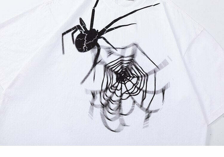 Y2K Grunge Radioactive Spider Tee - 90s Fashion, Retro Style, Y2K Summer & Party Outfits