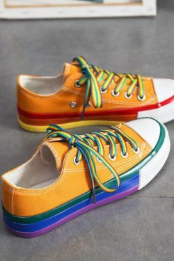 Y2K Grunge Rainbow Sneakers - Retro 90s Hip Hop, Pastel Goth, Summer Y2K Fashion