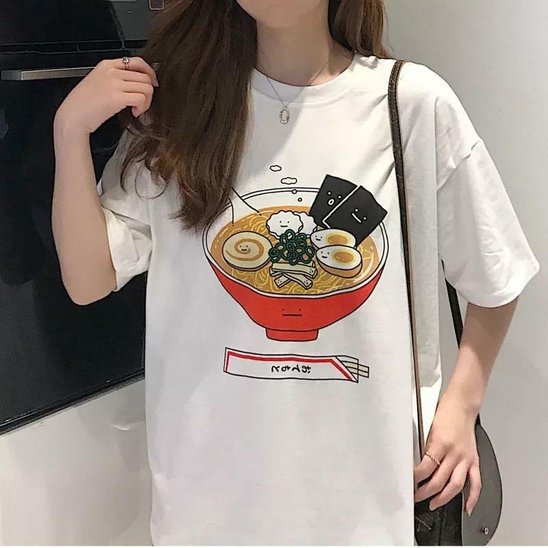 Y2K Grunge Ramen Bowl T-Shirt - Retro 90s Summer Outfit, Pastel Goth, Hip Hop Fashion