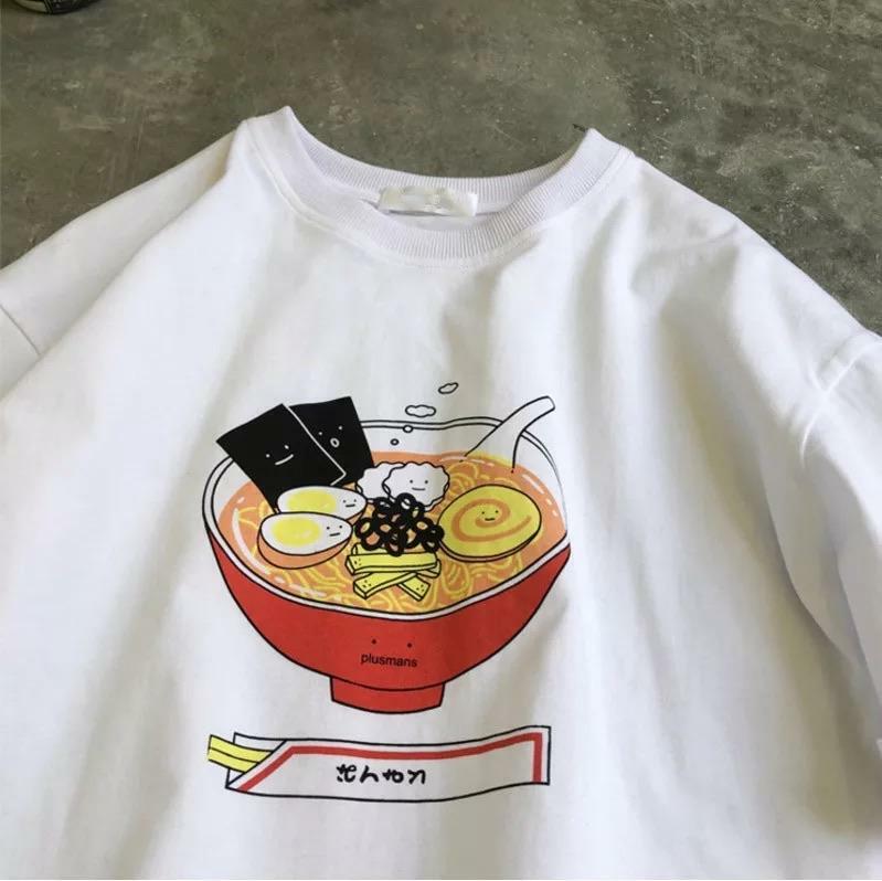 Y2K Grunge Ramen Bowl T-Shirt - Retro 90s Summer Outfit, Pastel Goth, Hip Hop Fashion