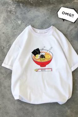 Y2K Grunge Ramen Bowl T-Shirt - Retro 90s Summer Outfit, Pastel Goth, Hip Hop Fashion