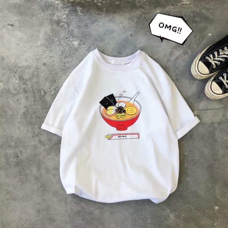 Y2K Grunge Ramen Bowl T-Shirt - Retro 90s Summer Outfit, Pastel Goth, Hip Hop Fashion