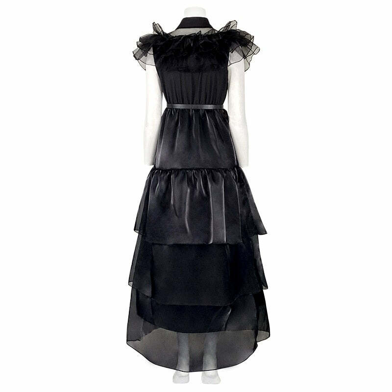Y2K Grunge Raven Dance Dress - 90s Retro Goth Party Outfit for Women