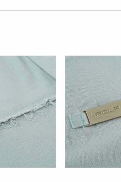 Y2K Grunge Raw Edged Button-Up Shirt - Retro 90s Fashion, Summer Y2K Outfits, Pastel Goth Style