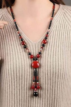 Y2K Grunge Red Agate Cloisonne Pendant Necklace - Retro 90s Fashion, Gothic Y2K, Summer Outfits