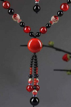Y2K Grunge Red Agate Cloisonne Pendant Necklace - Retro 90s Fashion, Gothic Y2K, Summer Outfits
