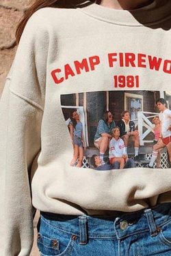 Y2K Grunge Retro 90s Camp Firewood 1981 Sweatshirt - Perfect for Y2K Summer and Party Outfits