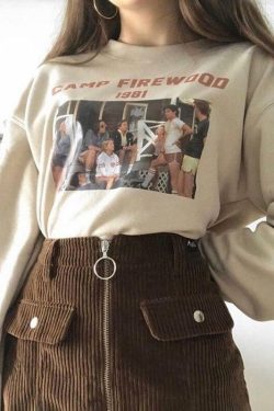 Y2K Grunge Retro 90s Camp Firewood 1981 Sweatshirt - Perfect for Y2K Summer and Party Outfits
