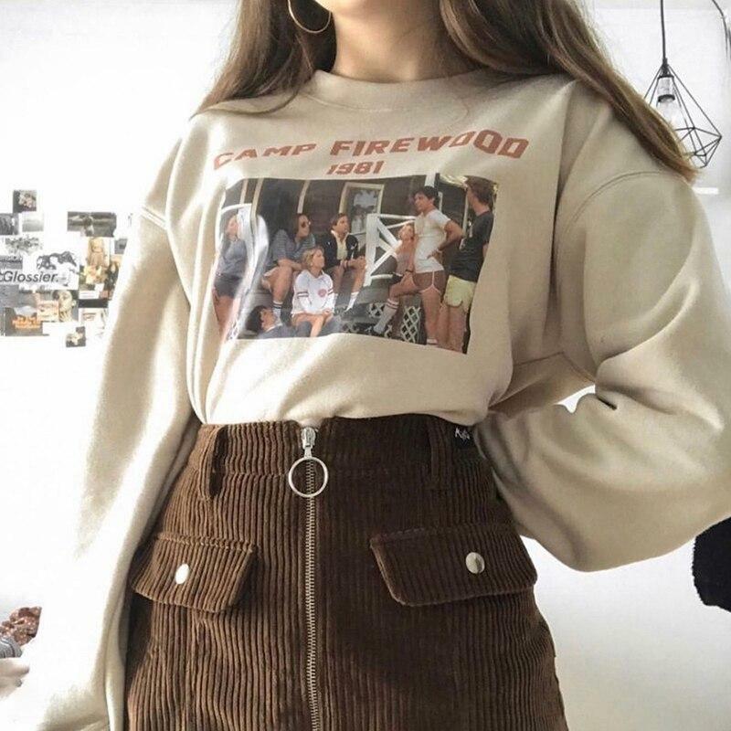 Y2K Grunge Retro 90s Camp Firewood 1981 Sweatshirt - Perfect for Y2K Summer and Party Outfits