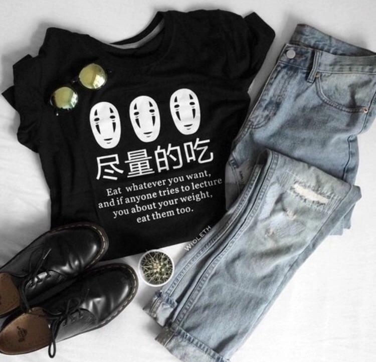Y2K Grunge Retro 90s Fashion 'Eat Whatever You Want' T-Shirt - Perfect for Y2K Summer Outfits