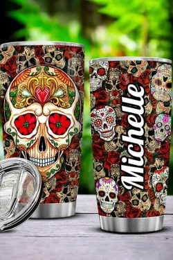 Y2K Grunge Retro 90s Fashion Sugar Skull Stainless Steel Custom Tumbler