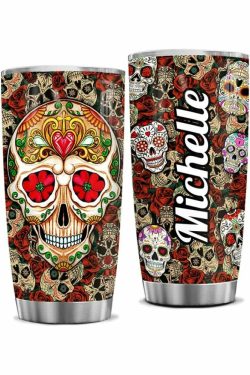 Y2K Grunge Retro 90s Fashion Sugar Skull Stainless Steel Custom Tumbler
