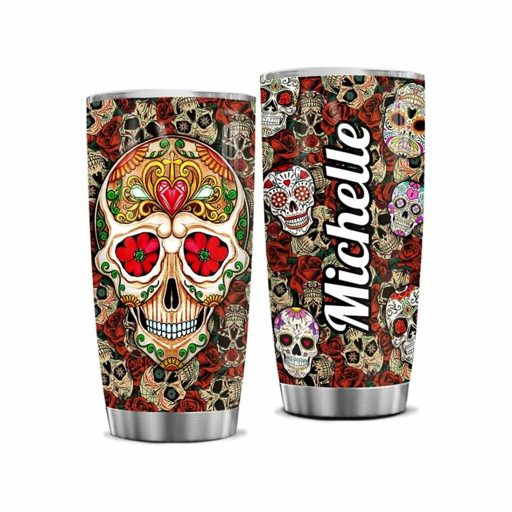 Y2K Grunge Retro 90s Fashion Sugar Skull Stainless Steel Custom Tumbler