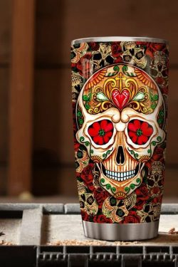 Y2K Grunge Retro 90s Fashion Sugar Skull Stainless Steel Custom Tumbler