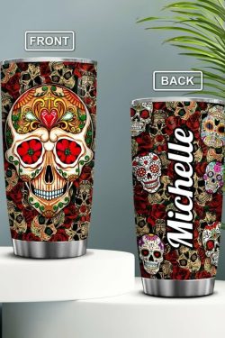 Y2K Grunge Retro 90s Fashion Sugar Skull Stainless Steel Custom Tumbler