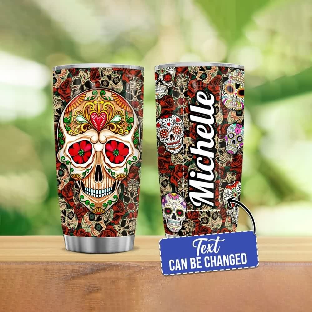 Y2K Grunge Retro 90s Fashion Sugar Skull Stainless Steel Custom Tumbler