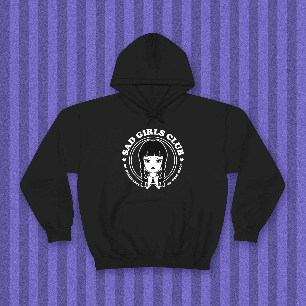 Y2K Grunge Retro 90s Sad Girls Club Hoodie Sweatshirt - Wednesday Addams Style