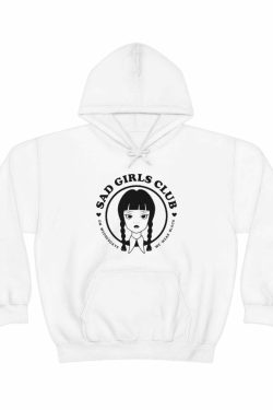 Y2K Grunge Retro 90s Sad Girls Club Hoodie Sweatshirt - Wednesday Addams Style