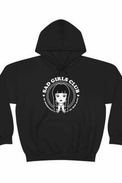 Y2K Grunge Retro 90s Sad Girls Club Hoodie Sweatshirt - Wednesday Addams Style