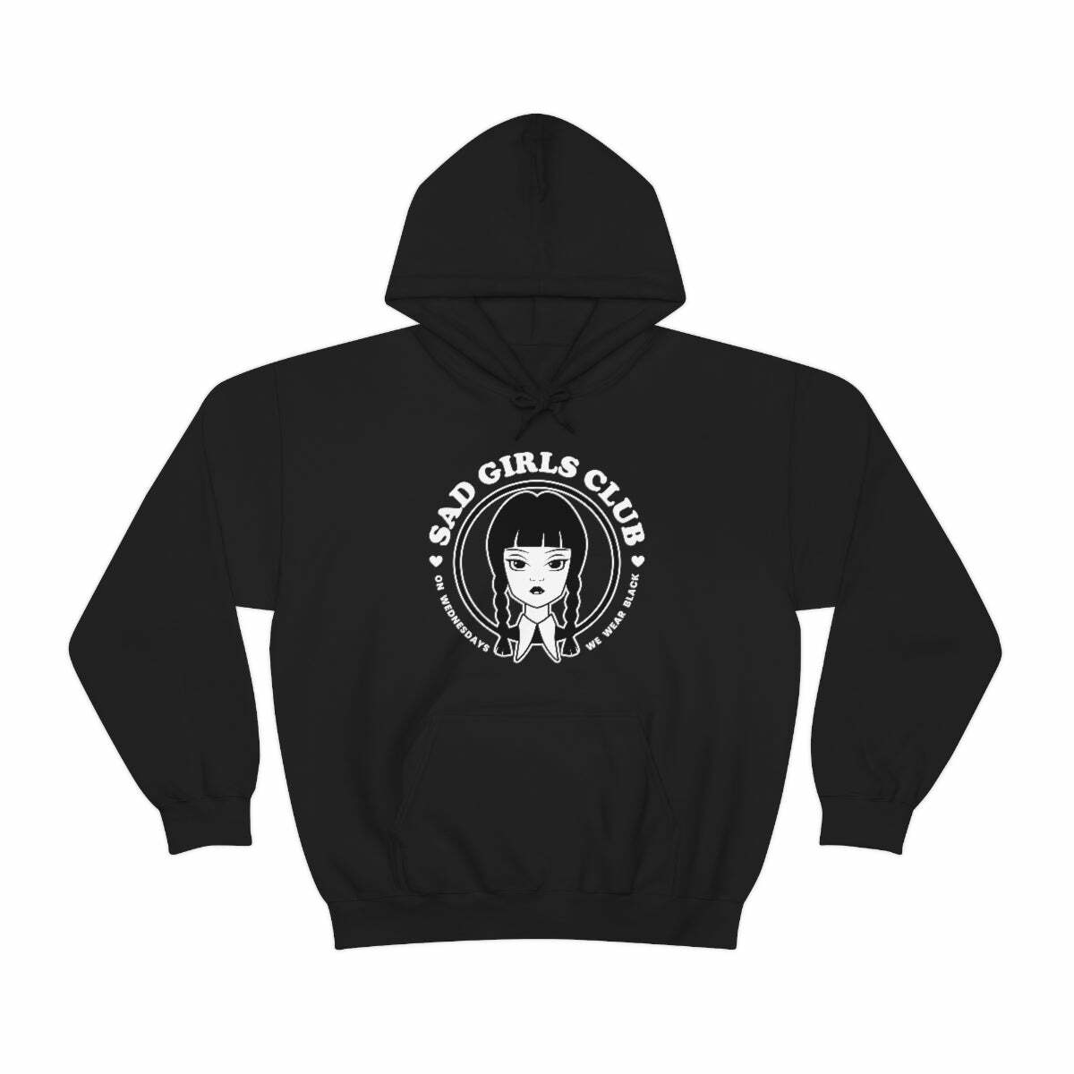 Y2K Grunge Retro 90s Sad Girls Club Hoodie Sweatshirt - Wednesday Addams Style