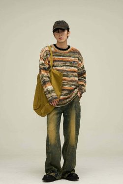 Y2K Grunge Retro Paneled Denim Jeans - 90s Fashion, Y2K Summer Outfits, Gothic Y2K Style