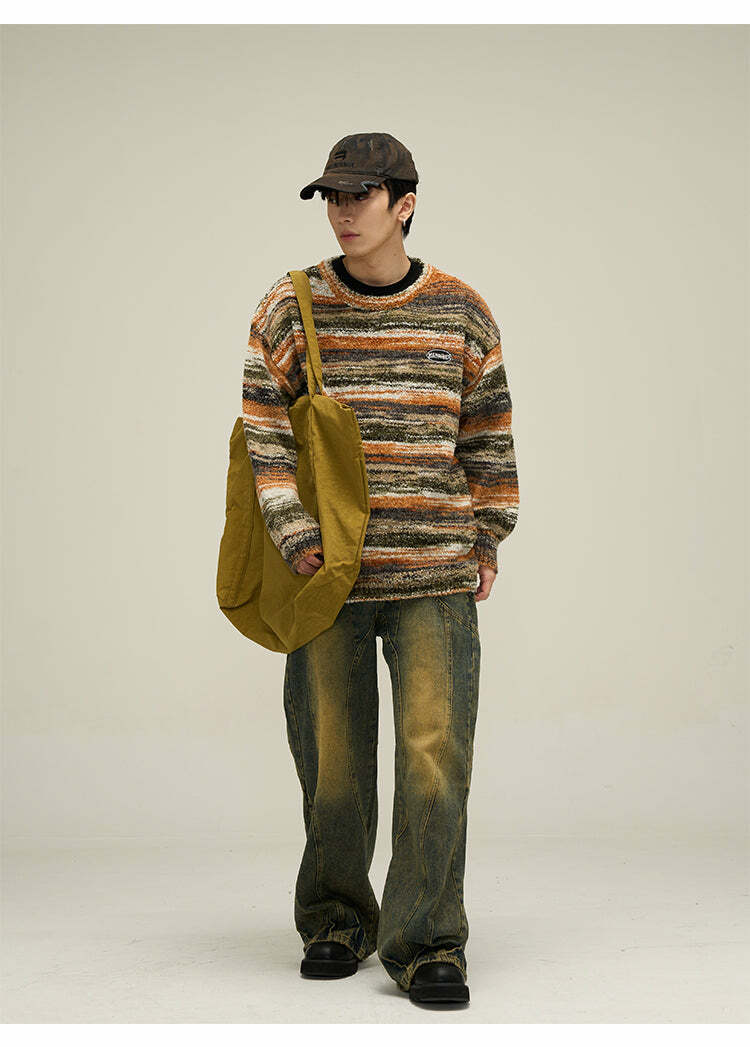 Y2K Grunge Retro Paneled Denim Jeans - 90s Fashion, Y2K Summer Outfits, Gothic Y2K Style
