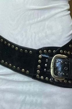 Y2K Grunge Retro Wide Buckle Belt - Perfect for 90s Outfits, Y2K Summer, and Party Looks