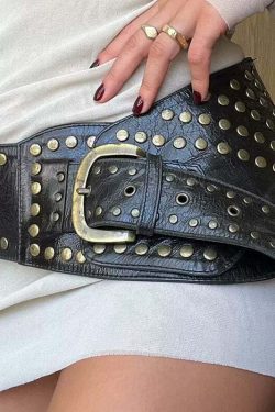 Y2K Grunge Retro Wide Buckle Belt - Perfect for 90s Outfits, Y2K Summer, and Party Looks