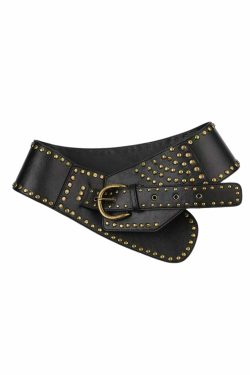 Y2K Grunge Retro Wide Buckle Belt - Perfect for 90s Outfits, Y2K Summer, and Party Looks