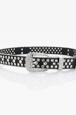 Y2K Grunge Rhinestone Skull Belt - Perfect for 90s Outfits, Y2K Summer, and Retro Party Looks
