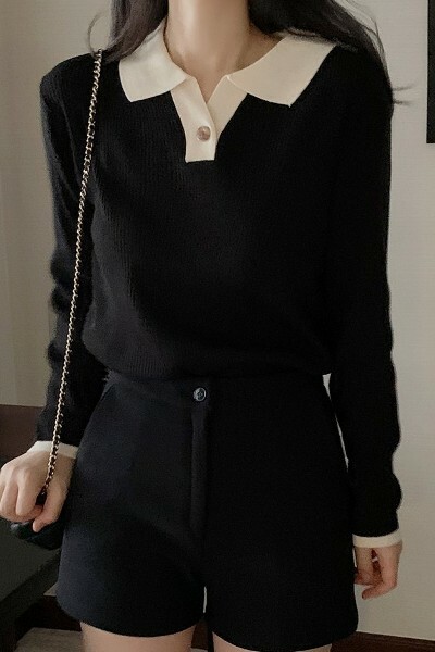 Y2K Grunge Ribbed Collar Knit Top - 90s Retro Summer Outfit, Pastel Goth, Y2K Club Fashion