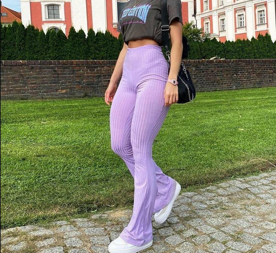 Y2K Grunge Ribbed Wide Leg Pants - 90s Retro Summer Outfit, Y2K Club & Party Fashion