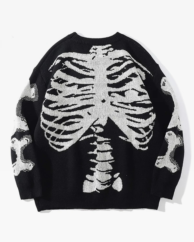 Y2K Grunge Ribcage Sweater - Retro 90s Fashion, Gothic Y2K, Pastel Goth, Y2K Club