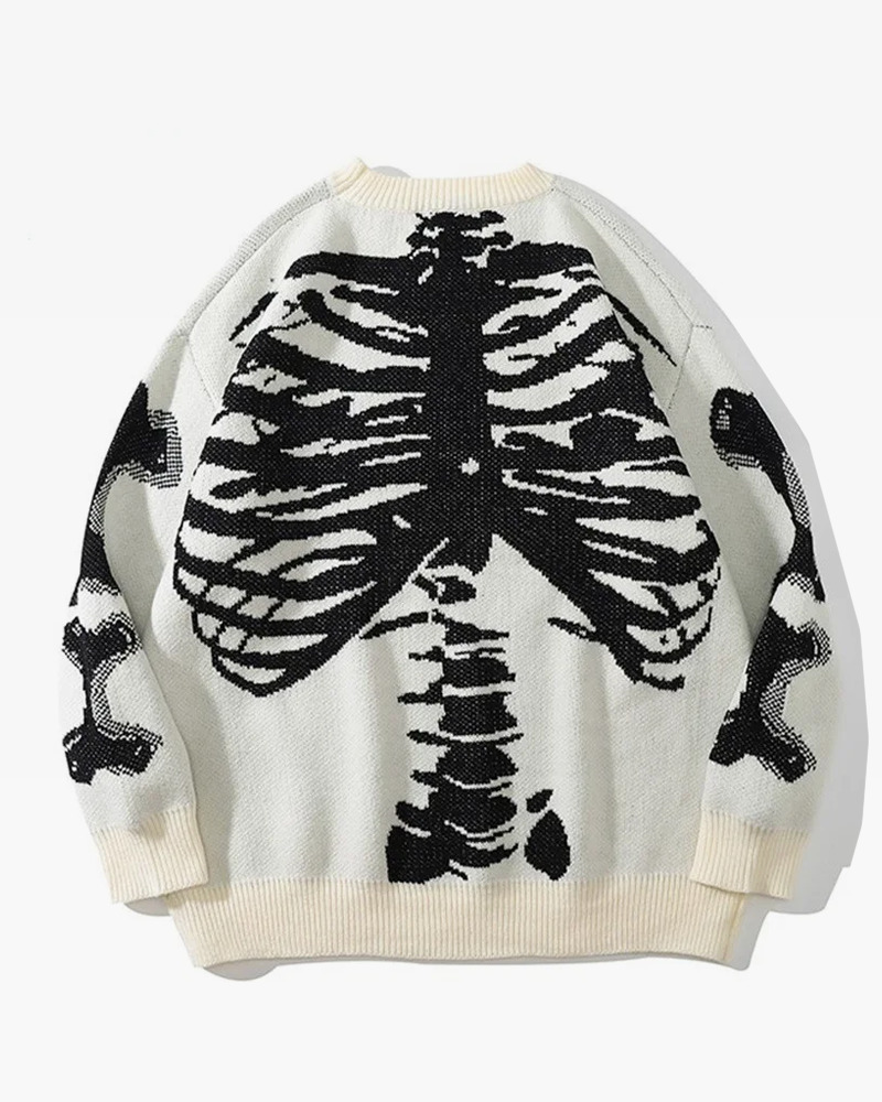 Y2K Grunge Ribcage Sweater - Retro 90s Fashion, Gothic Y2K, Pastel Goth, Y2K Club